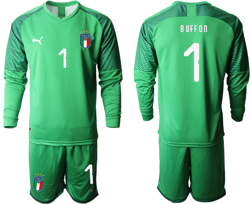 Cheap Men 2021 European Cup Italy green goalkeeper long sleeve 1 Buffon soccer jerseys